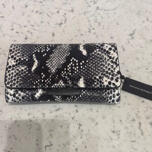 Banana Republic Black and White Snake-Print Leather bag